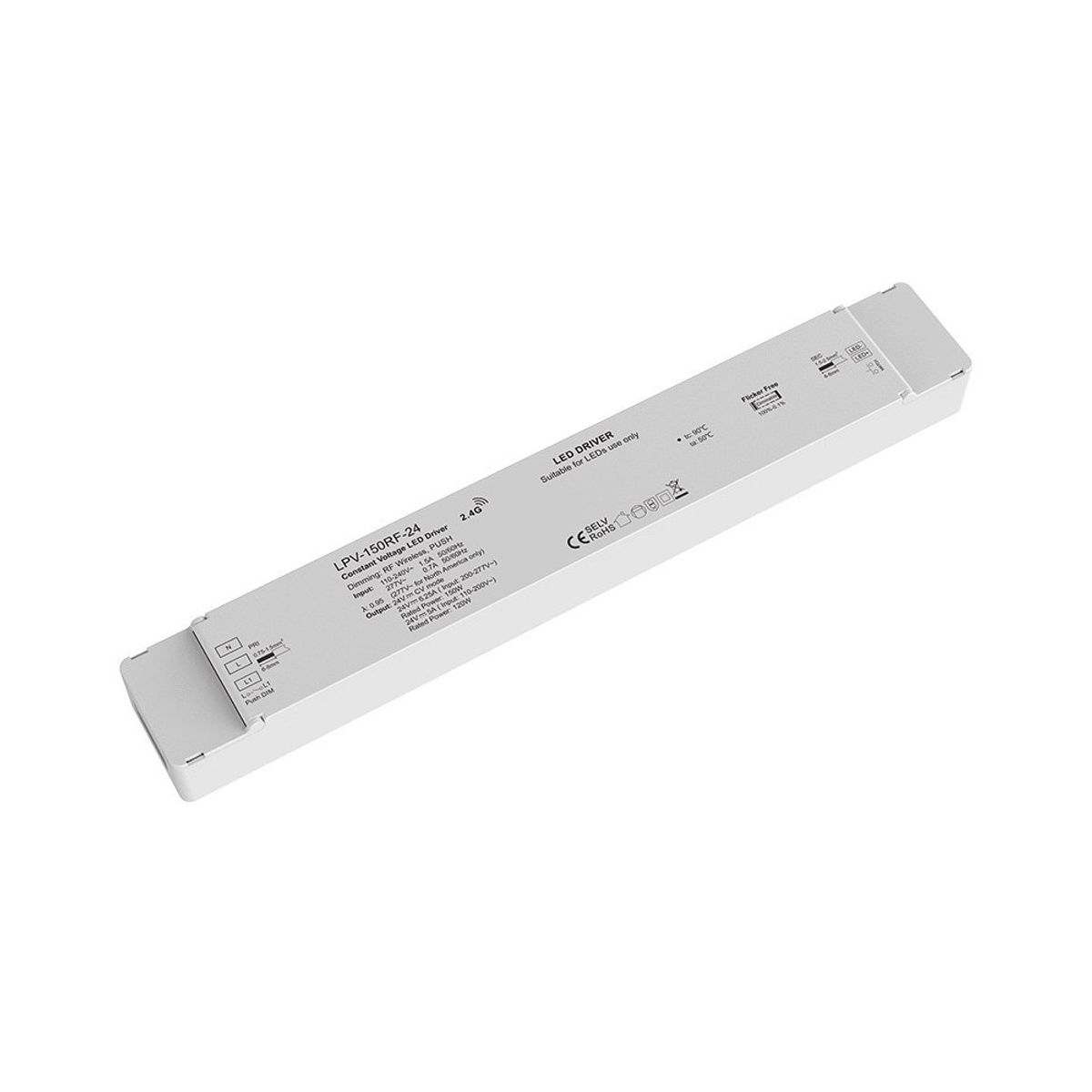 LEDlife rWave 150W dæmpbar strømforsyning - 24V DC, 6,25A, RF, push-dæmp