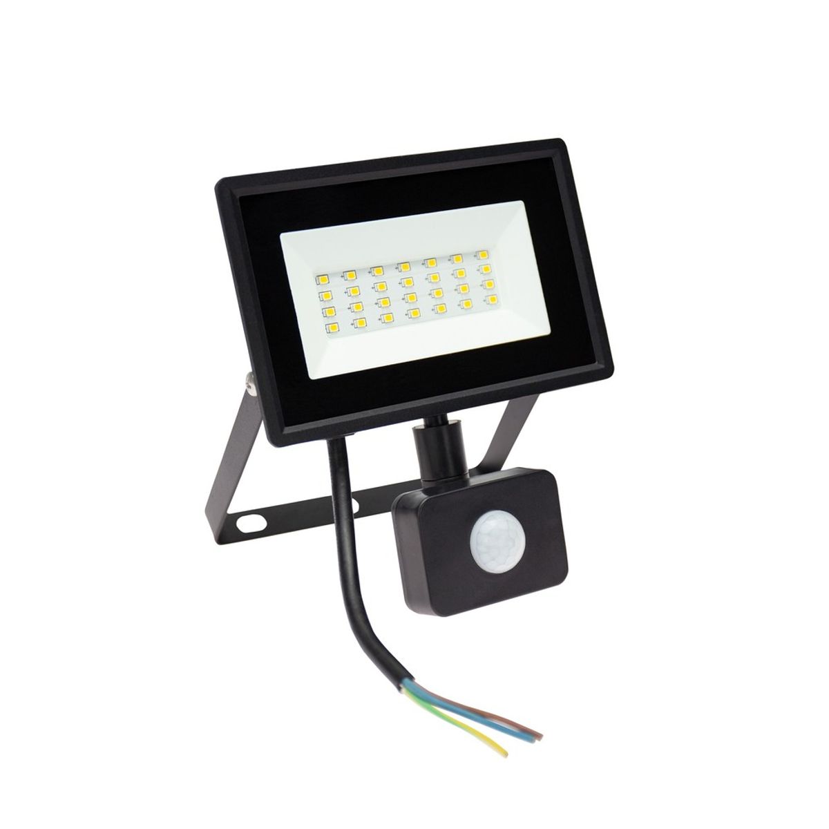 LED projektør med Sensor, 20W IP44 - 120x170x53mm SORT med PIR-sensor - Kulør : Neutral