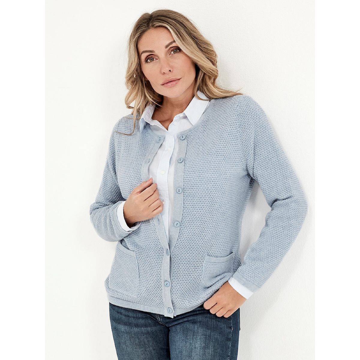 Skovhuus Kvinde Strik Cardigan Light Blue L