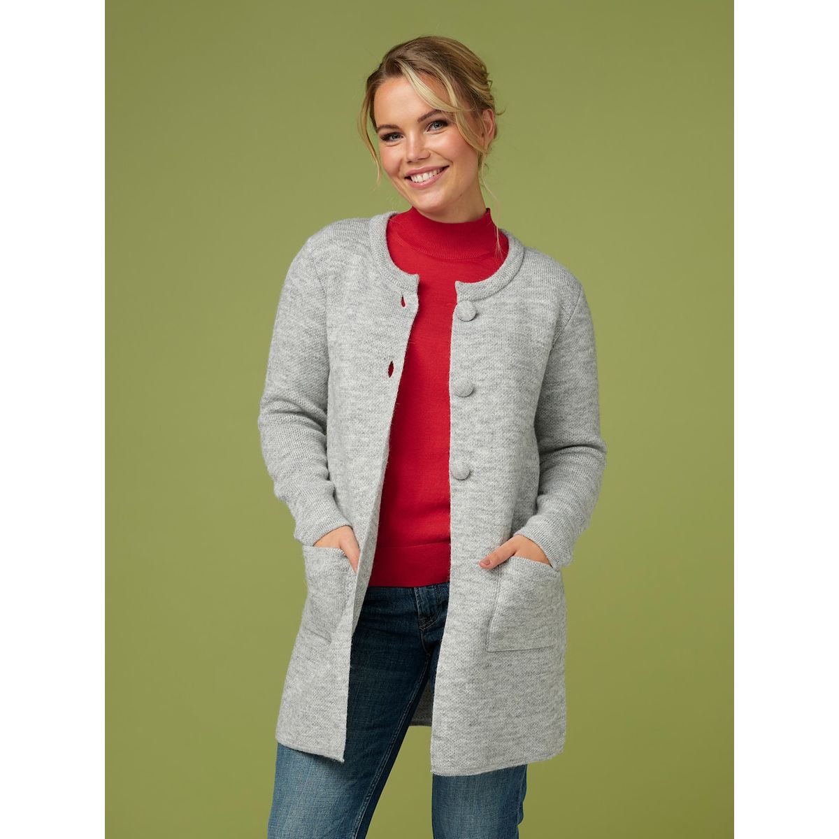 Skovhuus Kvinde Strik Cardigan Stone Grey M