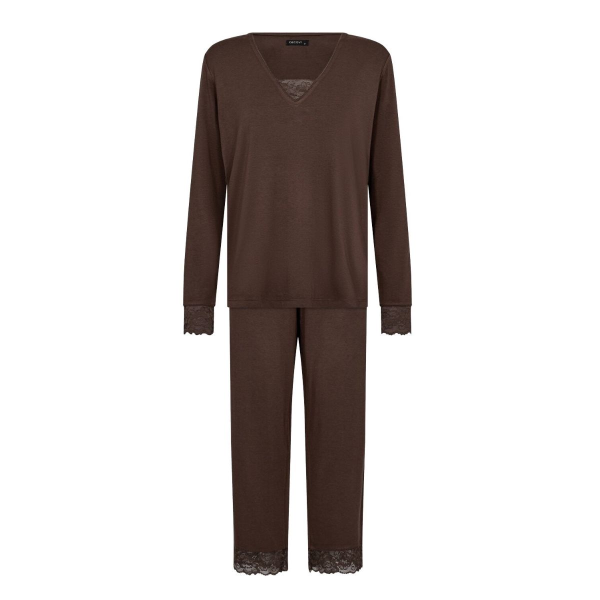 Bambus pyjamas sæt med blonde, Decoy, brun, str. 2XL