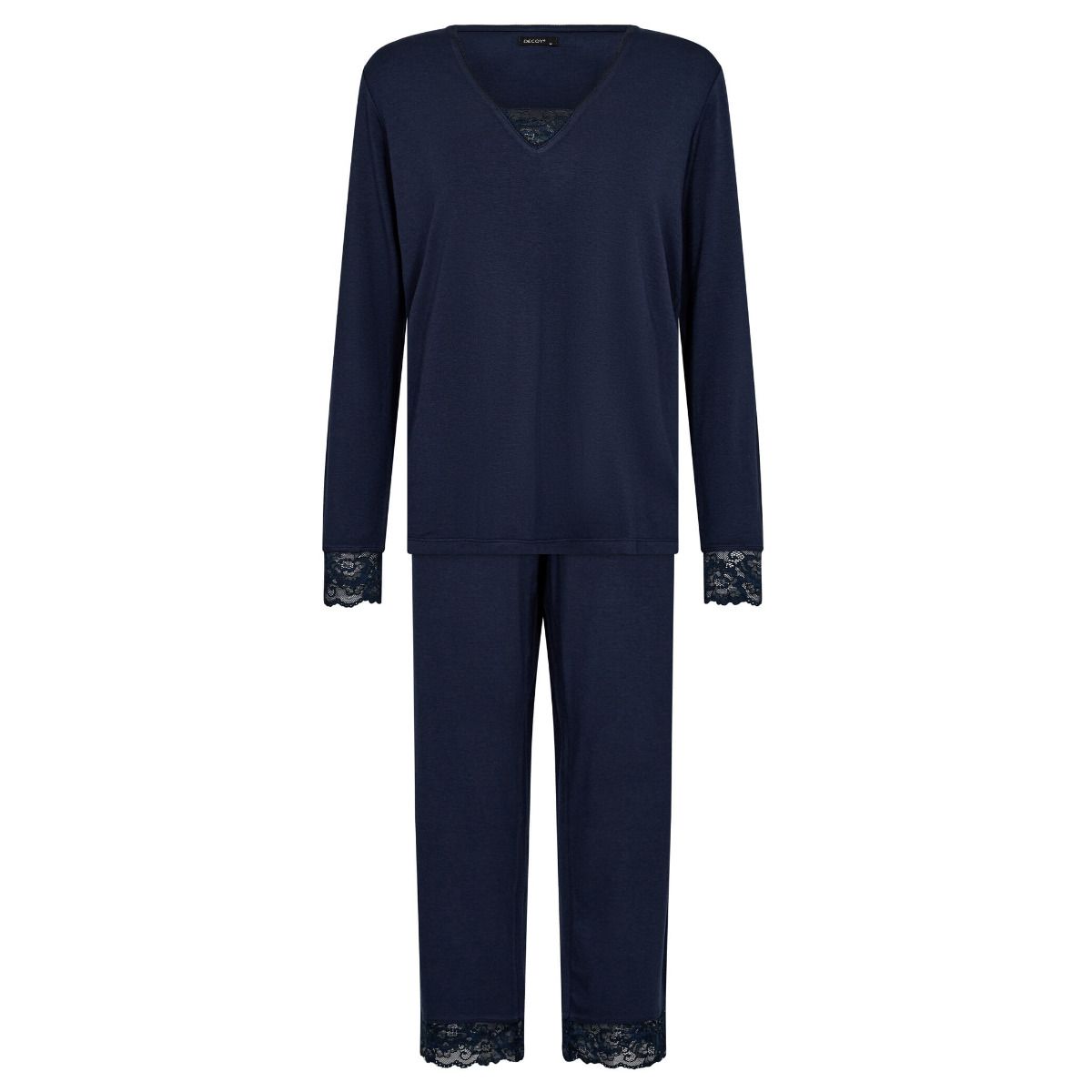 Bambus pyjamas sæt med blonde, Decoy, navy, str. 2XL