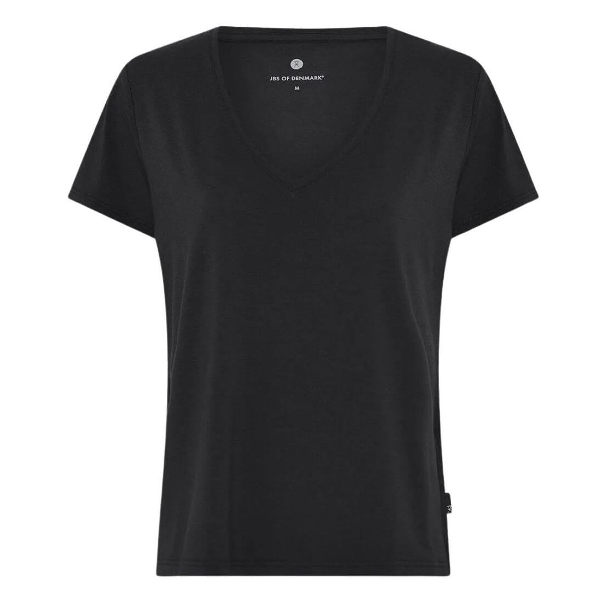 Bambus t-shirt med v-hals, dame, relaxed fit, JBS of Denmark, sort, str. small