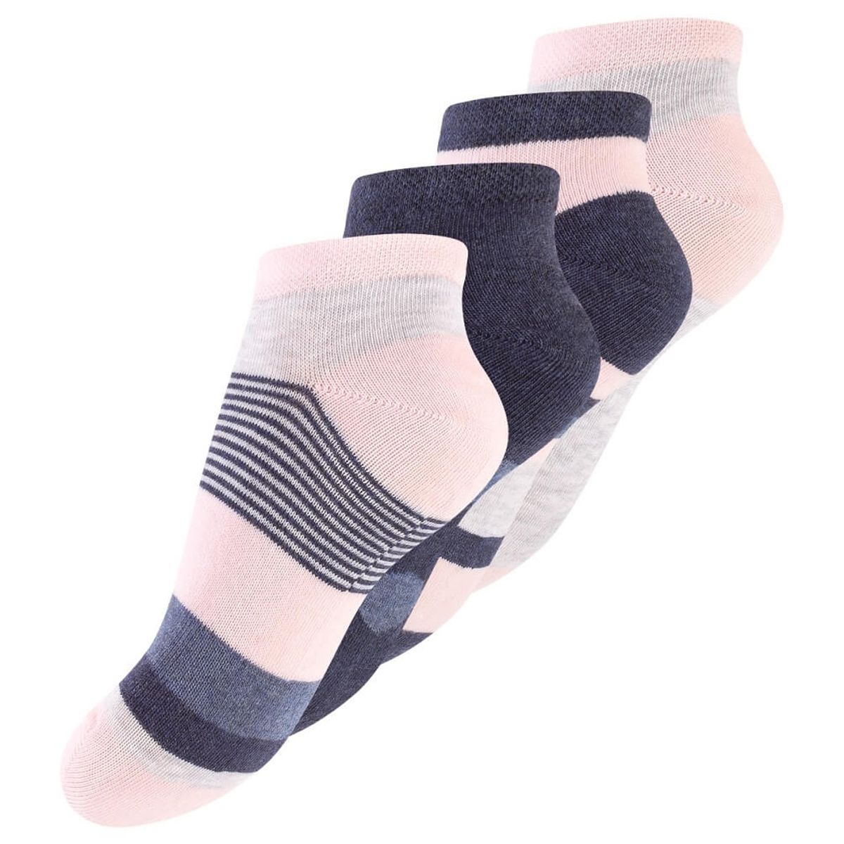 4 par Kids Trainer Socks, Denim & Pink str. 23-26