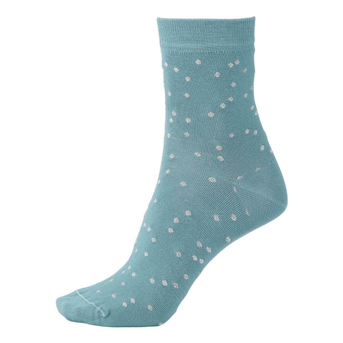 Socks CPH Damestrømpe - Sølv dots petrol blå-35-38