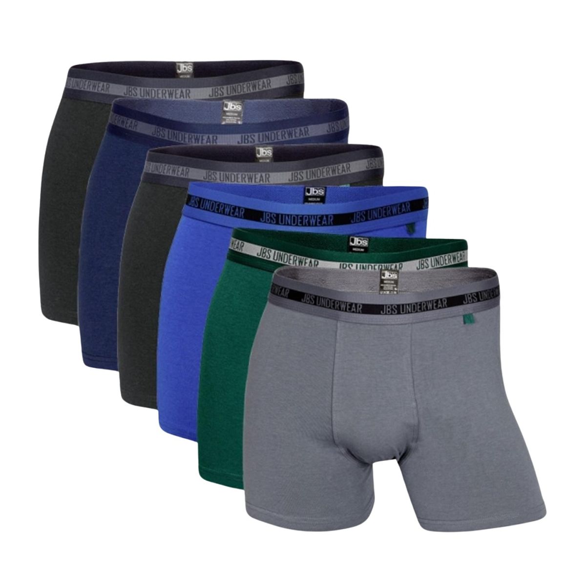 6 par bambus boxershorts fra JBS, multifarvet, str. small