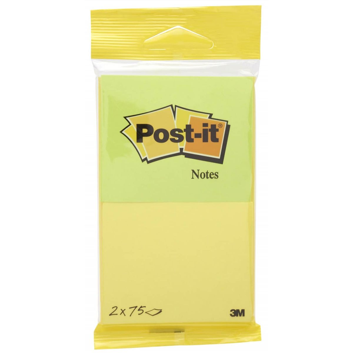 Selvklæbende notesblok, POST-IT® (6720-YG), 76x63,5mm, vedhæng, gulgrøn, 2x75 ark, 1 pakke