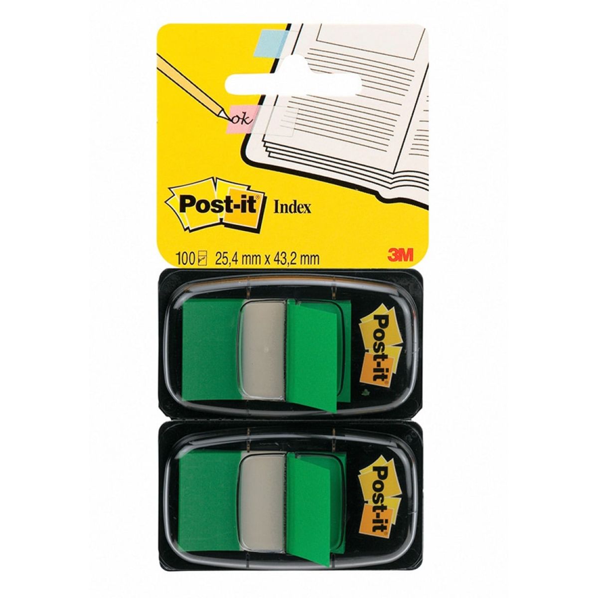 Post-it® Index Medium Flags, grøn farve i dobbeltpakke, 50 ark pr. pakke, 1 PA