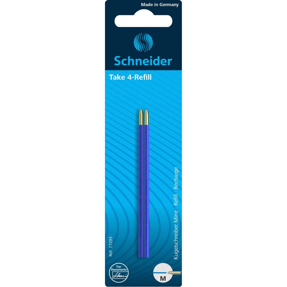 Rollerball pen refill SCHNEIDER TAKE 4, M, blå, 2 stk. i blisterpakke, 10 stk.