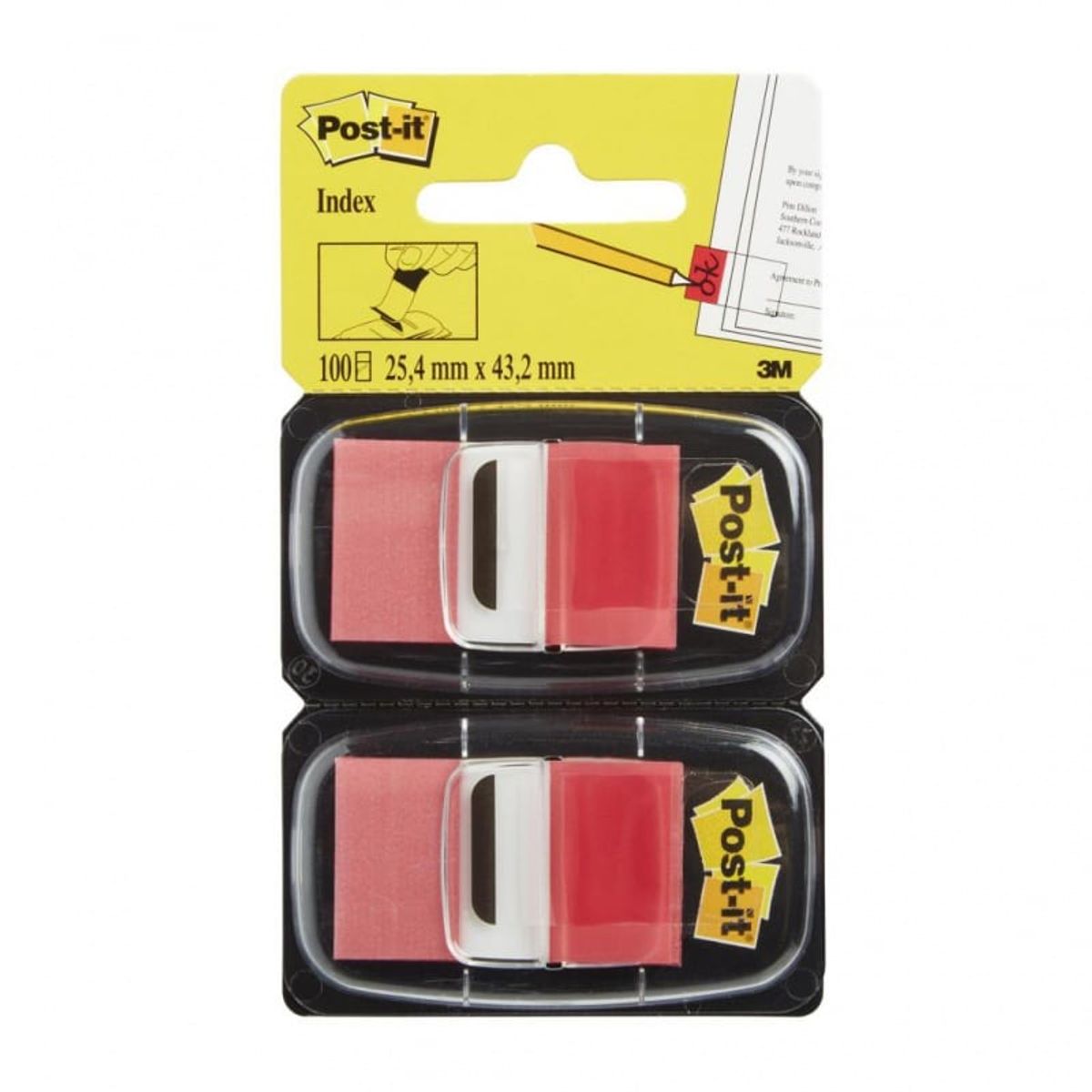 Indekseringsfaner POST-IT® (680-R2EU), PP, 25x43mm, rød, 2x50 stk.