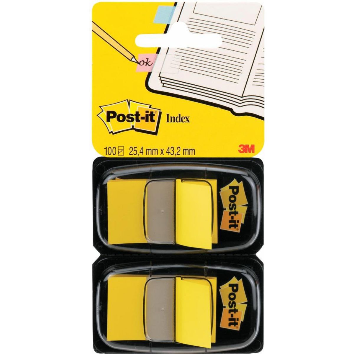 Indeksmærkater POST-IT® (680-Y2EU), PP, 25x43mm, gule, 2x50 stk.