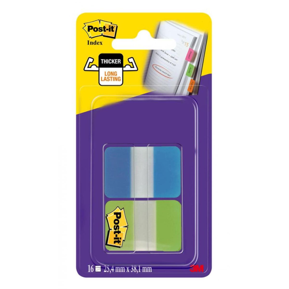 Post-It 686-AL-EU 25,4 x 38,1 mm Index Strong Medium i en plastdispenser - Assorterede farver,.