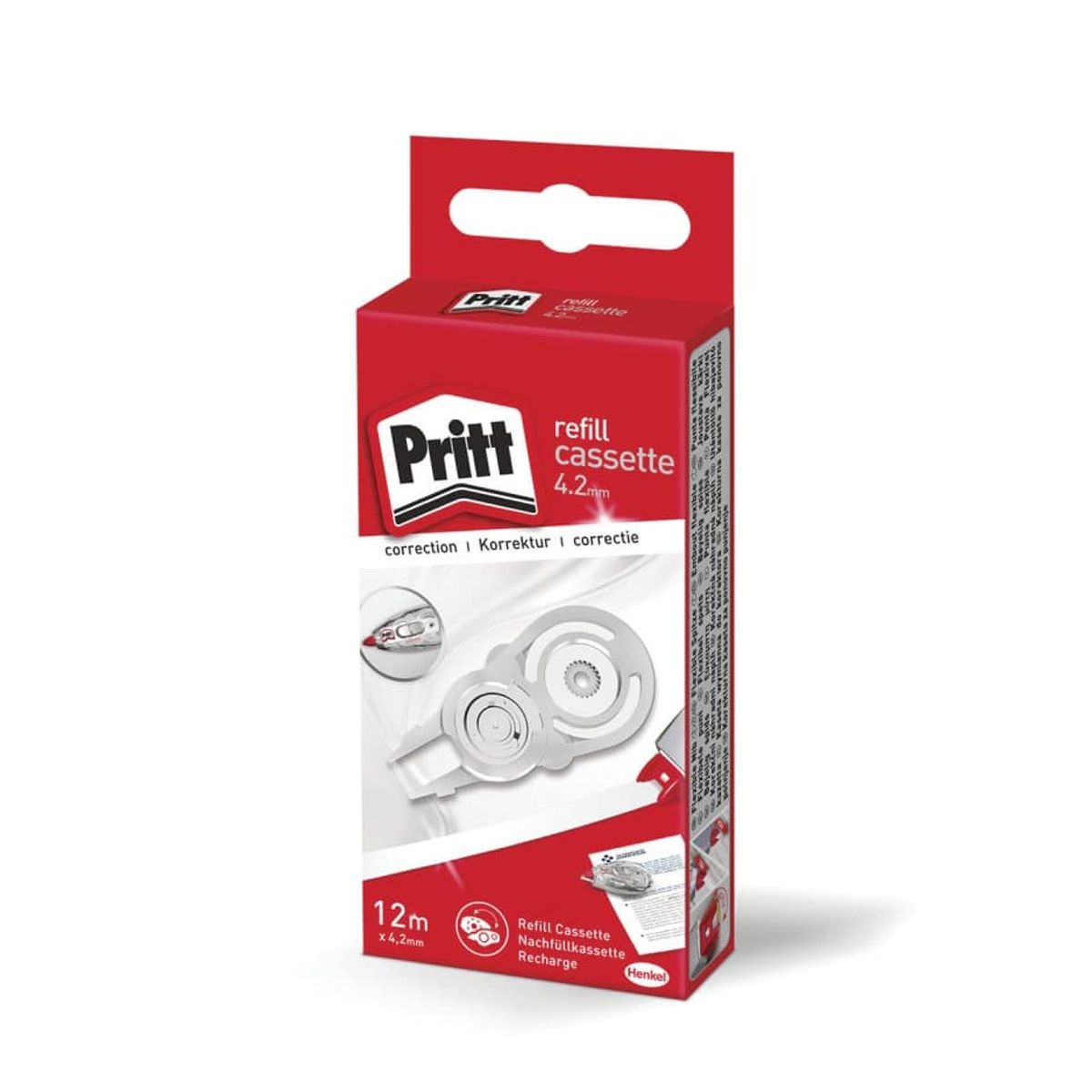 Refill-kassette til korrektionstape PRITT, 4.2mm x 12m, æske med ophæng,.