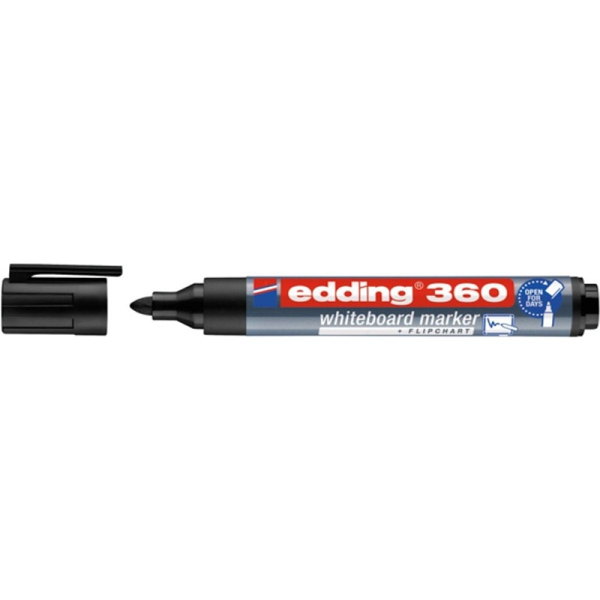 Whiteboard markører E-360 EDDING, 1,5-3mm, sort, 10 stk.