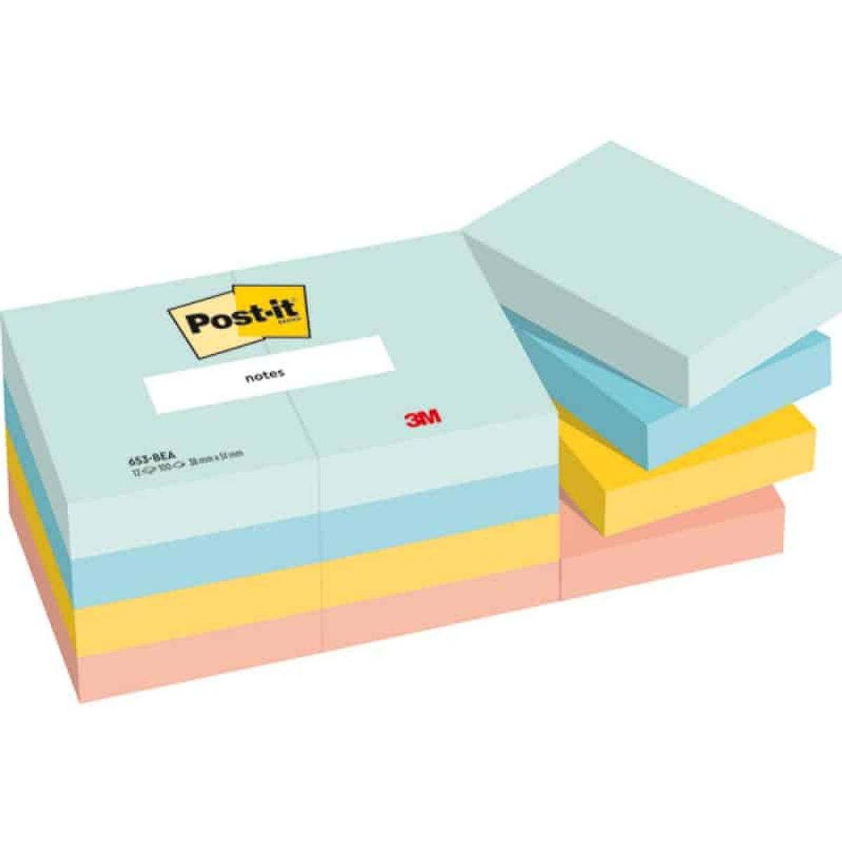 Sticky notes Post-it®, BEACHSIDE, 38x51mm, 12x100 ark 1 PA -&gt; Oversat titel: Sticky notes Post-it®, BEACHSIDE, 38x51mm, 12x100 ark 1 PK