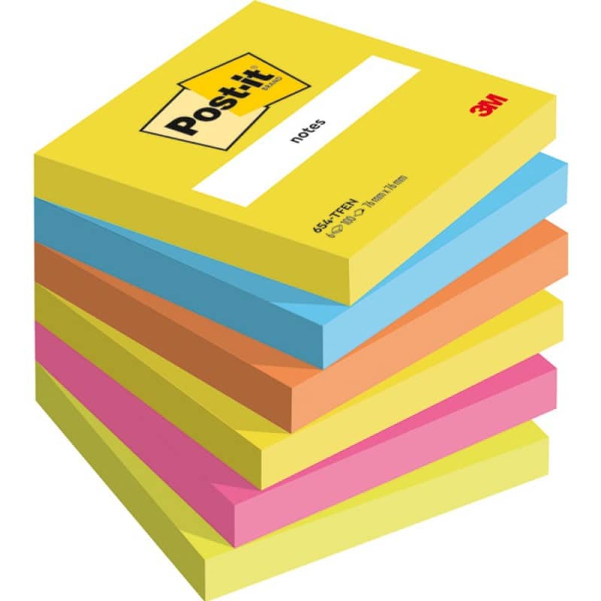 Sticky notes Post-it®, ENERGETIC, 76x76mm, 6x100 ark.