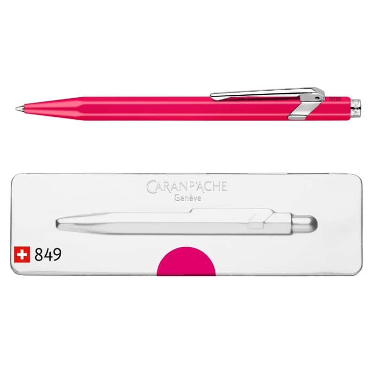 Kuglepen CARAN D'ACHE 849 Pop Line Fluo, M, med etui, violet.