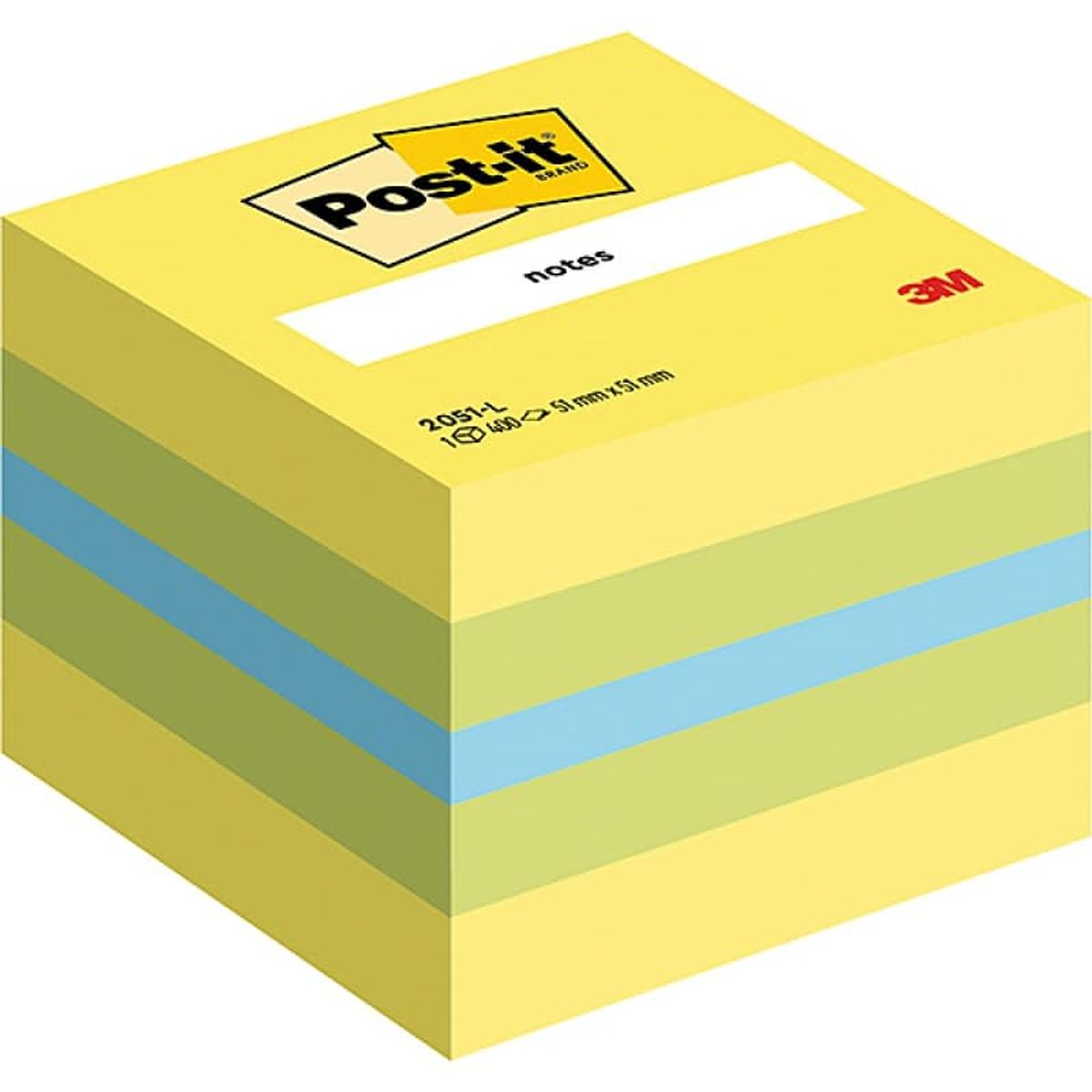 Post-it® Notes Mini Cube Mix Citronfarver, 51 mm x 51 mm 400 ark.