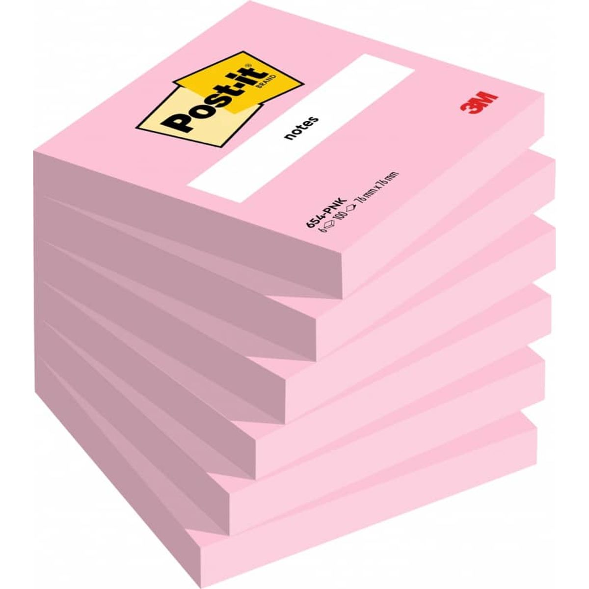 Kort POST-IT®, 76x76mm, 6x100 kort, pink,.