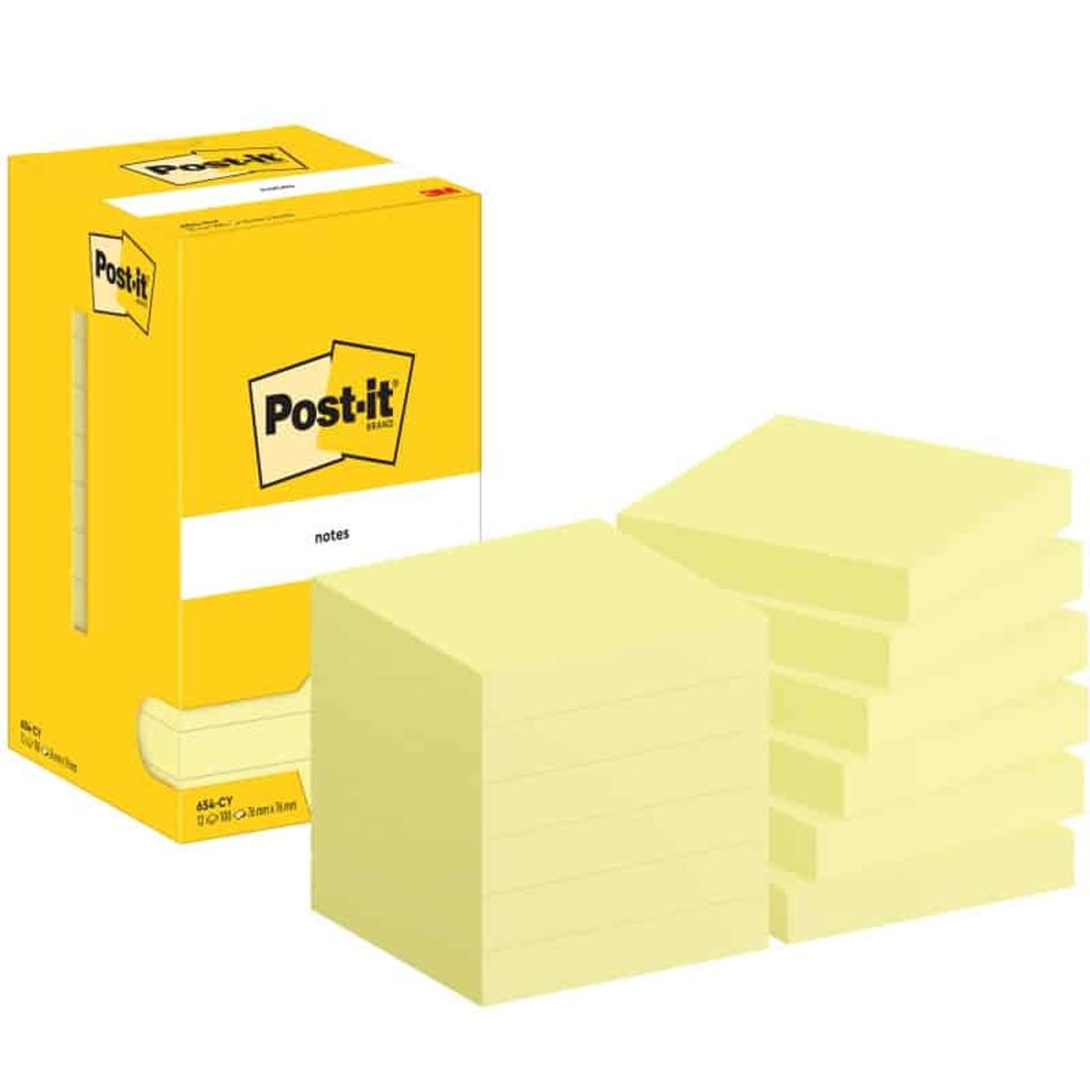 Noter POST-IT, 76x76mm, 12x100 kort, gul,.