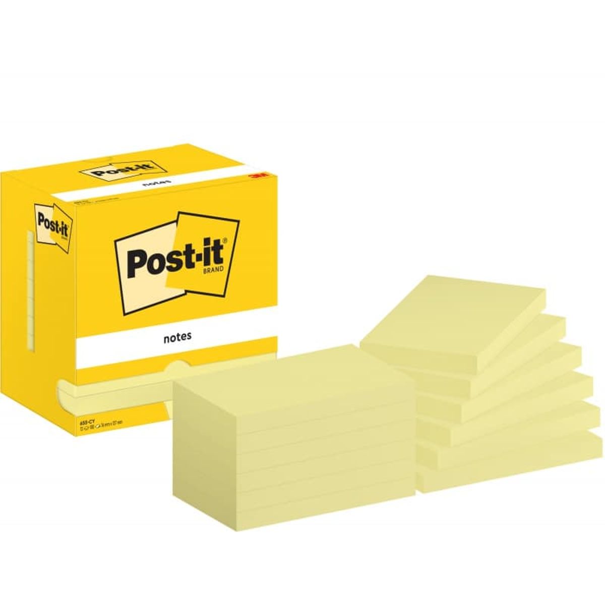 Selvklæbende blok POST-IT, 76x127mm, 12x100 kort, gul,.