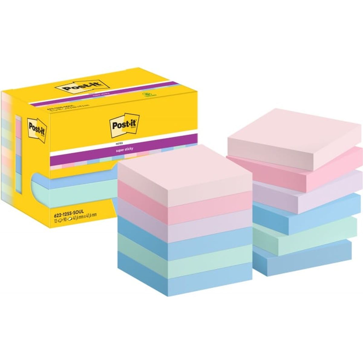 Kort POST-IT Super Sticky, 47,6X47,6mm, 12x90 kort, Soulful 1 PA