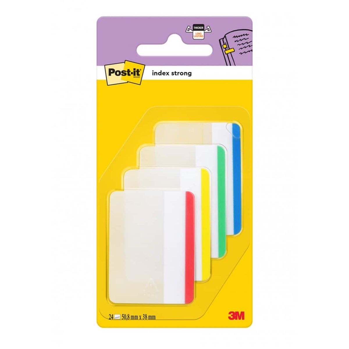 Indeksfaner POST-IT® til arkivering, (686-F1), PP, lige, 50,8x38,1mm, 4x6 faner, assorterede farver,.