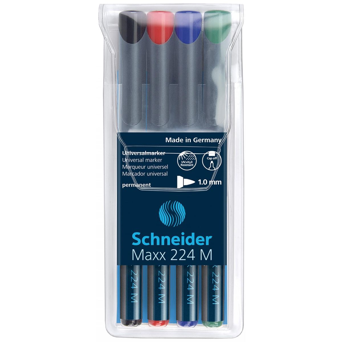 Universal permanent markørsæt SCHNEIDER Maxx 224, M, 0,1mm, 4 stk., farvemix.