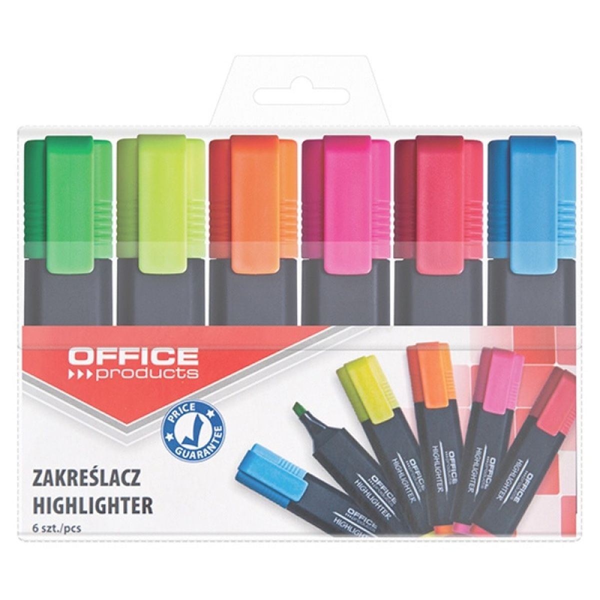 Highlighter OFFICE PRODUCTS, 1-5mm (streg), 6 stk., assorterede farver 1 pakke