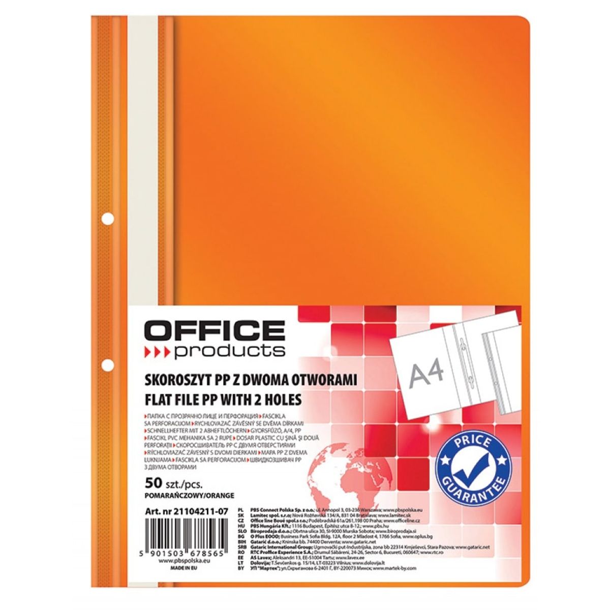 Rapportmappe A4 Orange Transparent For- og Bagside 50 stk.