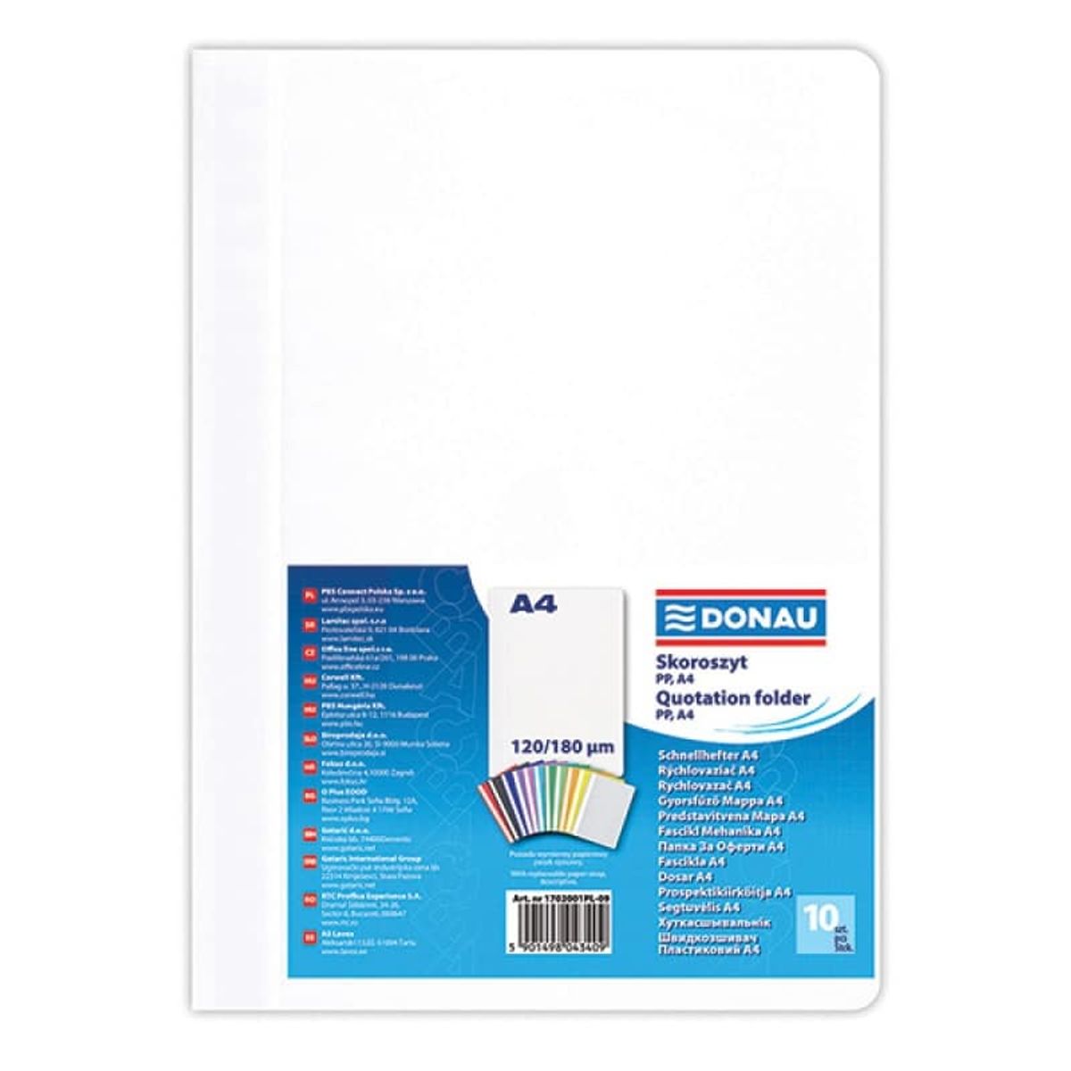 Rapportmappe A4 Hvid Transparent Forside 10 stk.