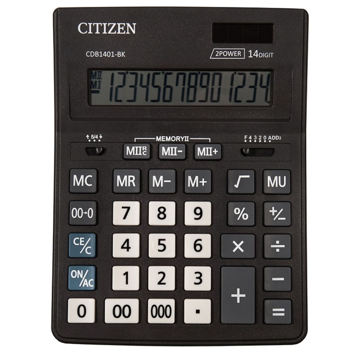 Kontorregner CITIZEN CDB1401-BK 14-cifret display sort.