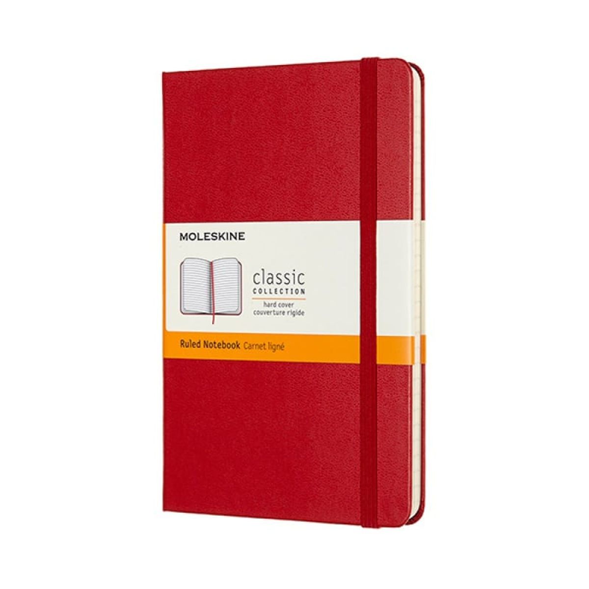 Notesbog Moleskine Classic M, linjeret, rød,.