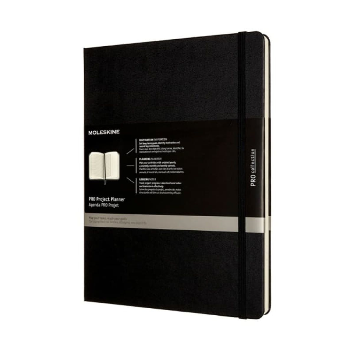 Projektplanner Moleskine XL 19x25 cm sort.