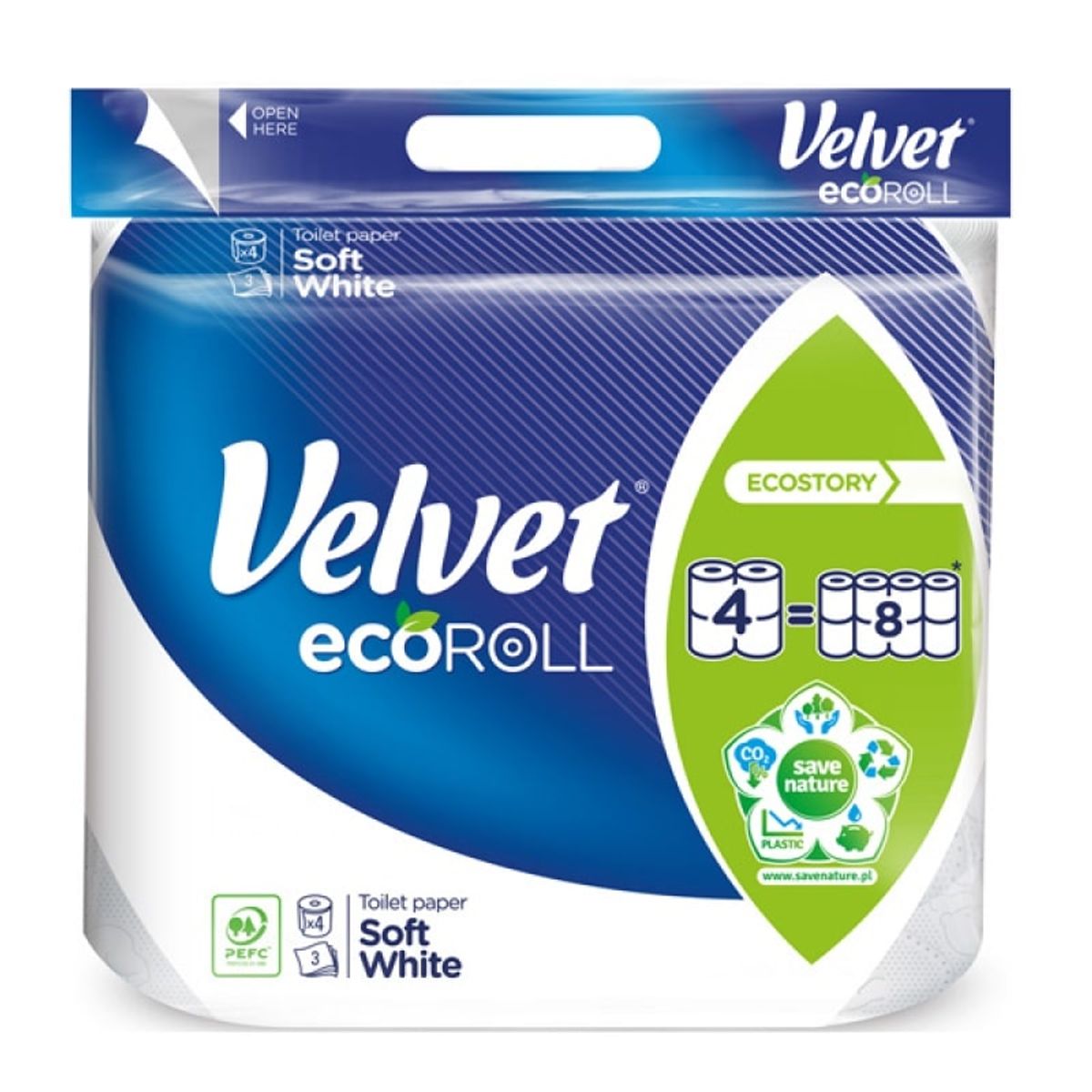 Toiletpapir VELVET Hvid 3-lags 300 blade.