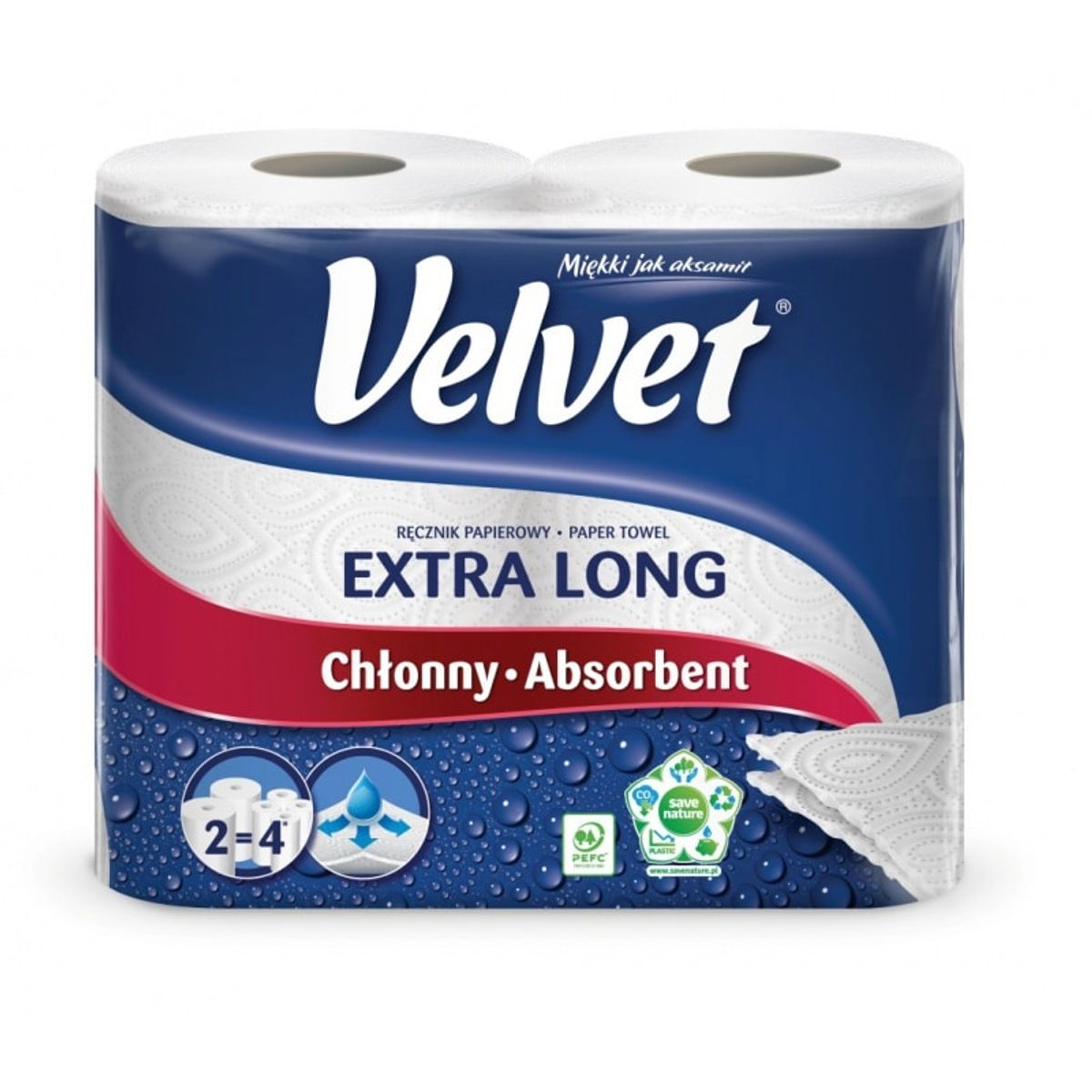 Cellulose Køkkenrulle Velvet 2-lags 90 Ark.