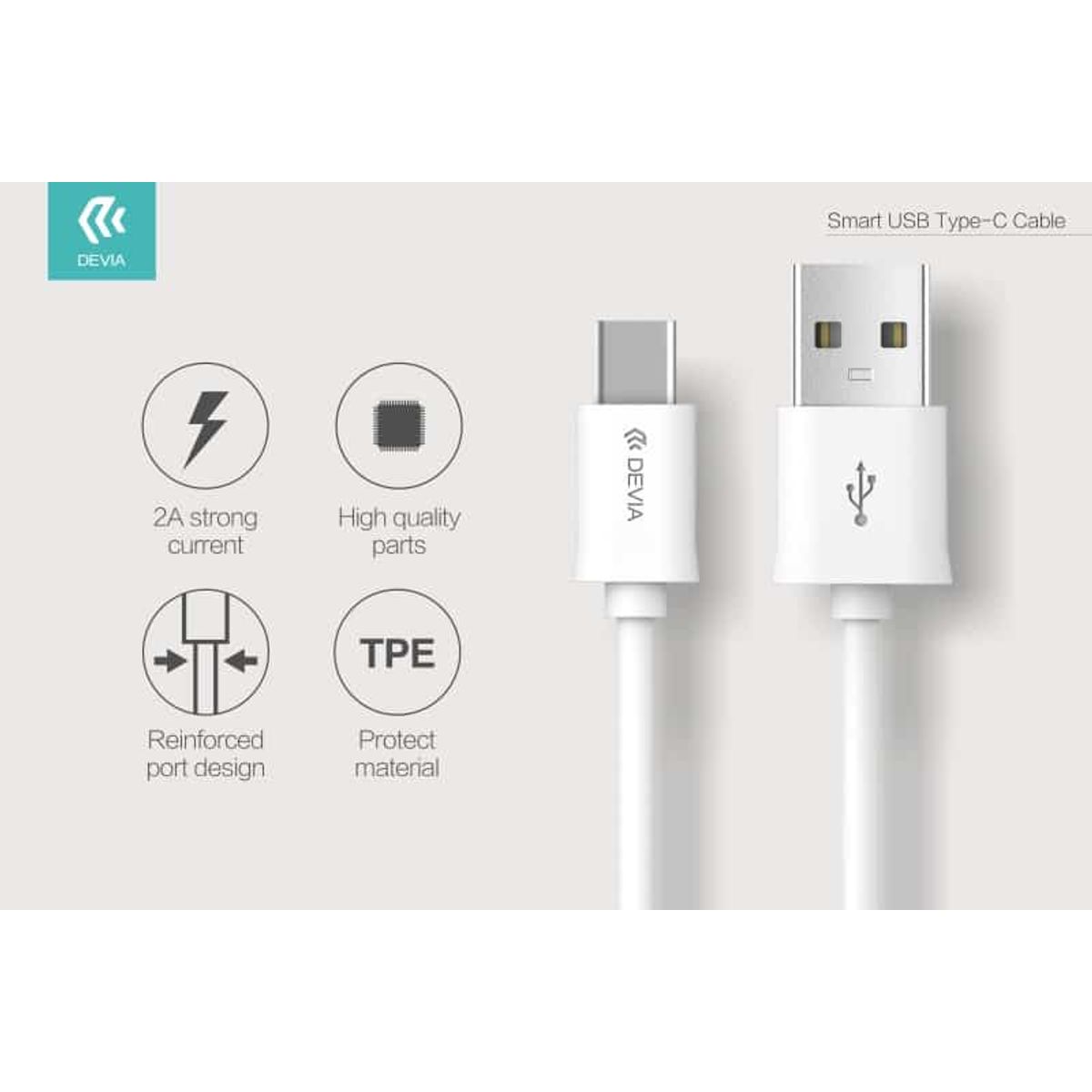 USB C kabel til Android 2A 1m