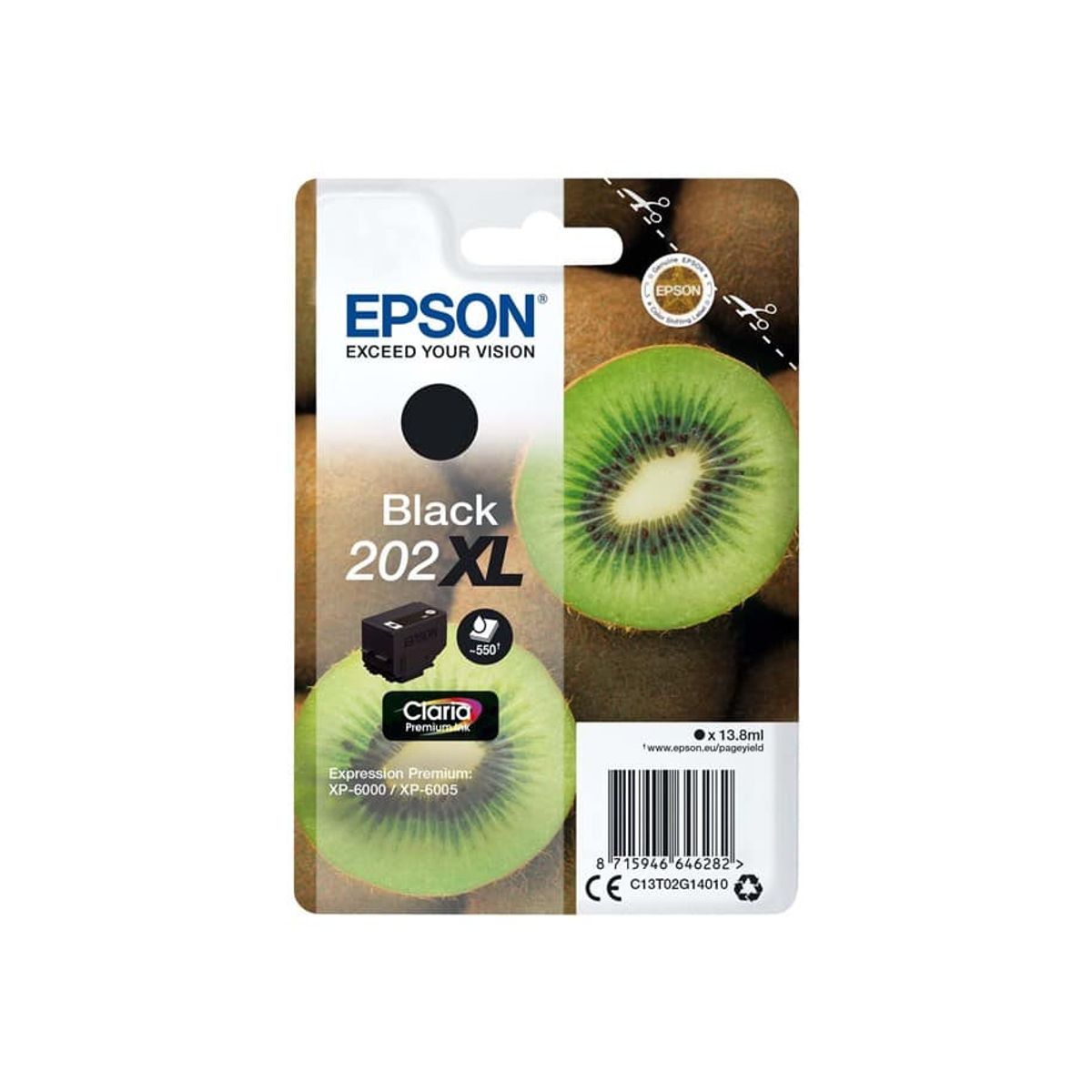 Epson 202XL sort blækpatron 13,8 ml C13T02G14010 - original