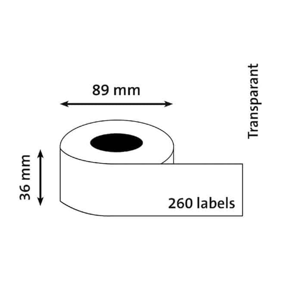 Dymo 99013 Gennemsigtige adresseetiketter 260 stk - 89 x 36mm labels - Kompatibel - S0722550