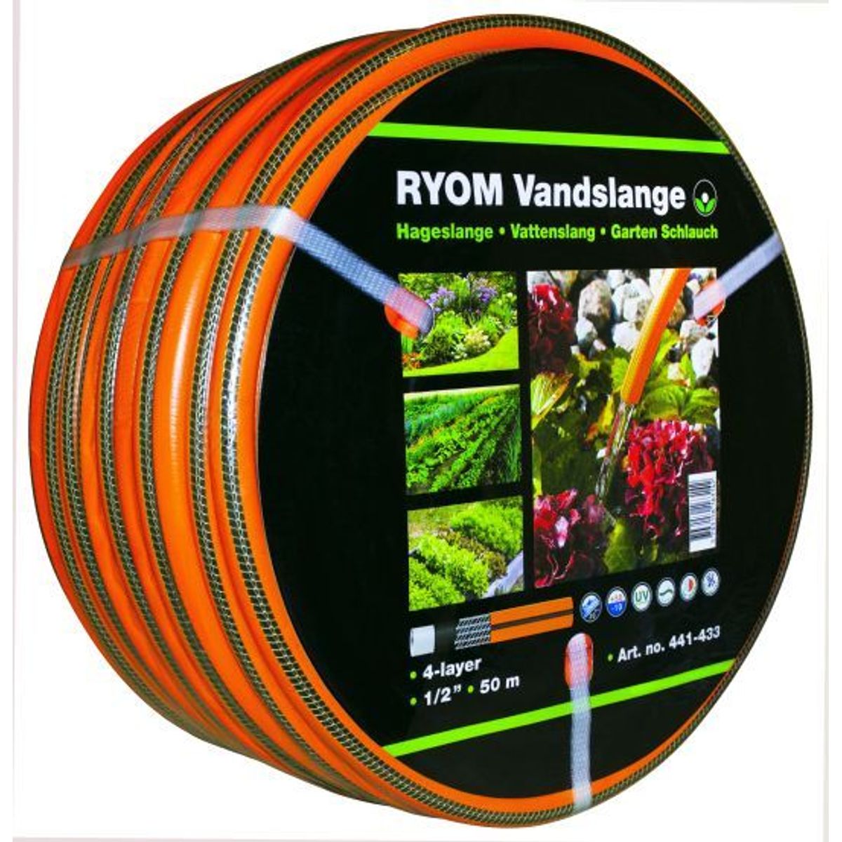 Ryom Vandslange Orange 1/2" 4-Lag 50M