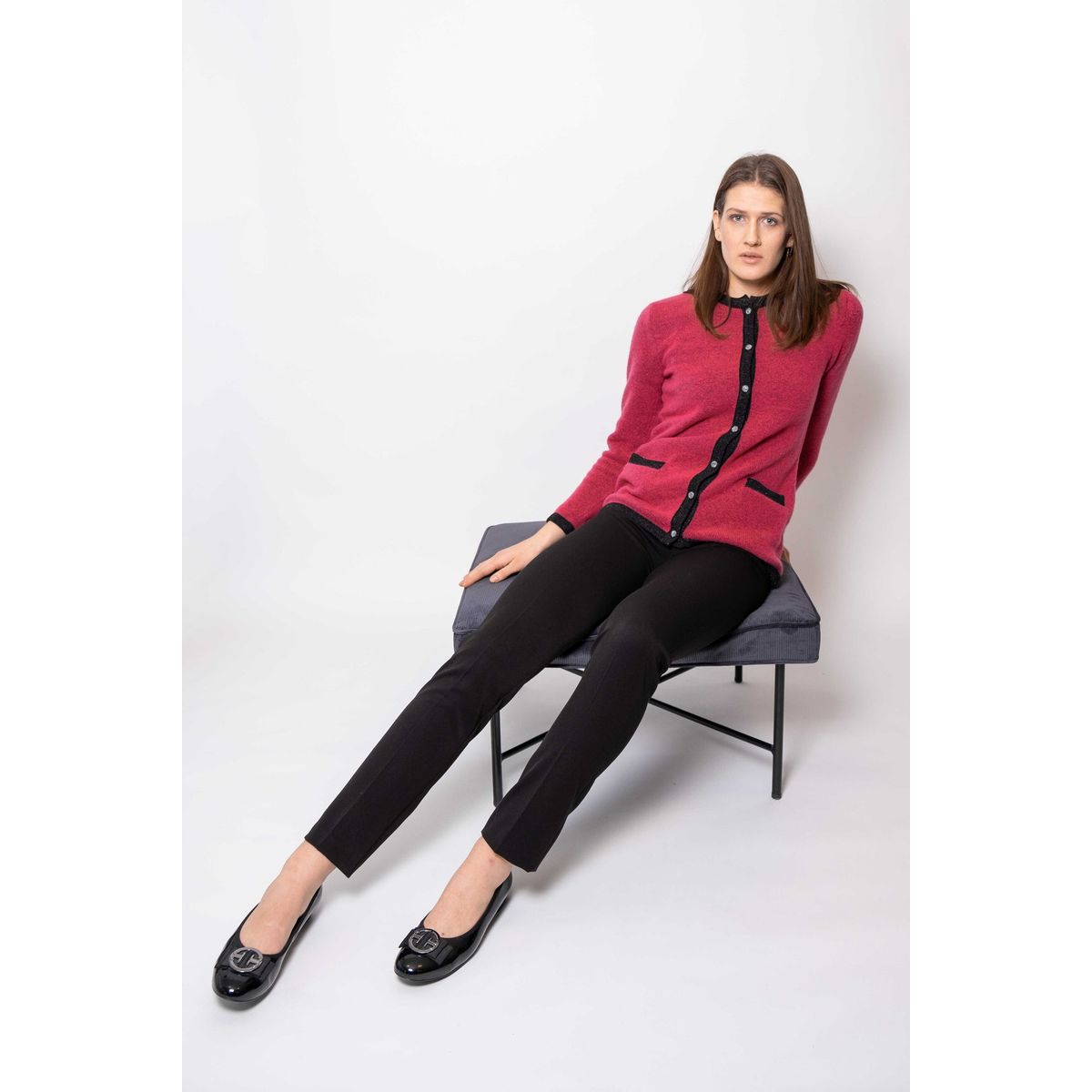 KLASSISK STRIK CARDIGAN fuchsia