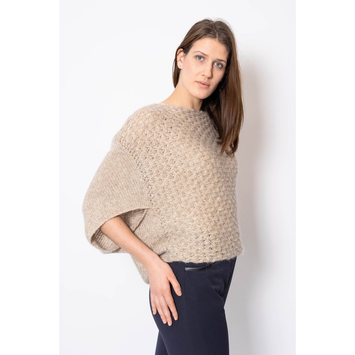 Strik Poncho Vest MIRTHE beige