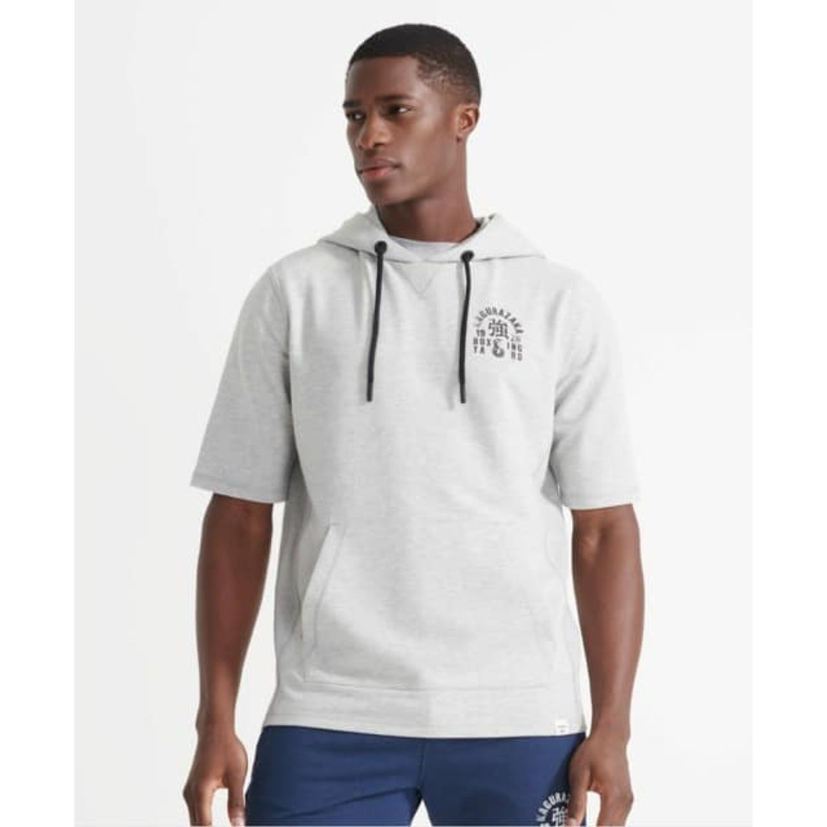 SuperDry Sport - Training Boxing Yard Short Sleeve Hoodie - Grey Marl M