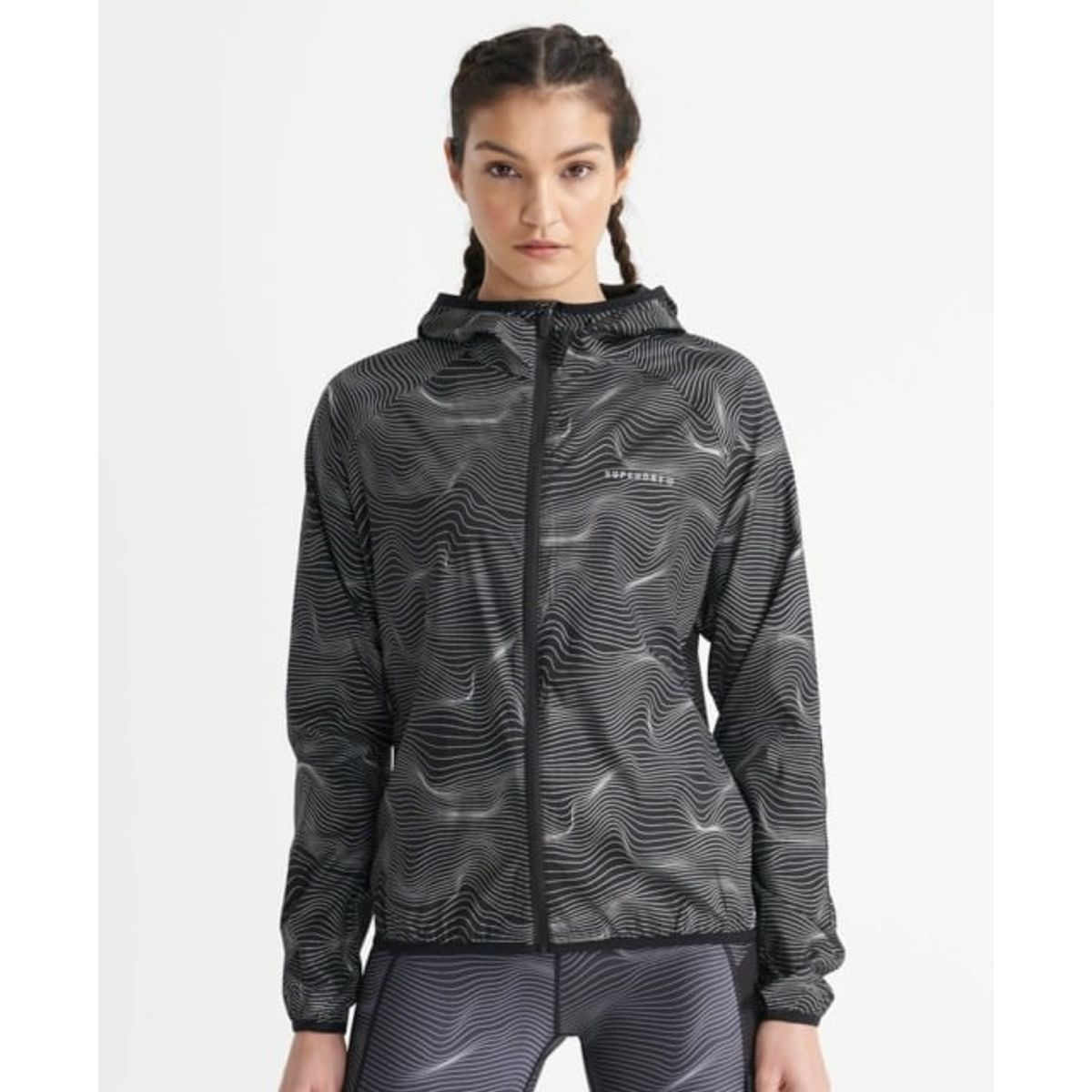 SuperDry Sport - Running Superlight Jacket - Wave Print Black L