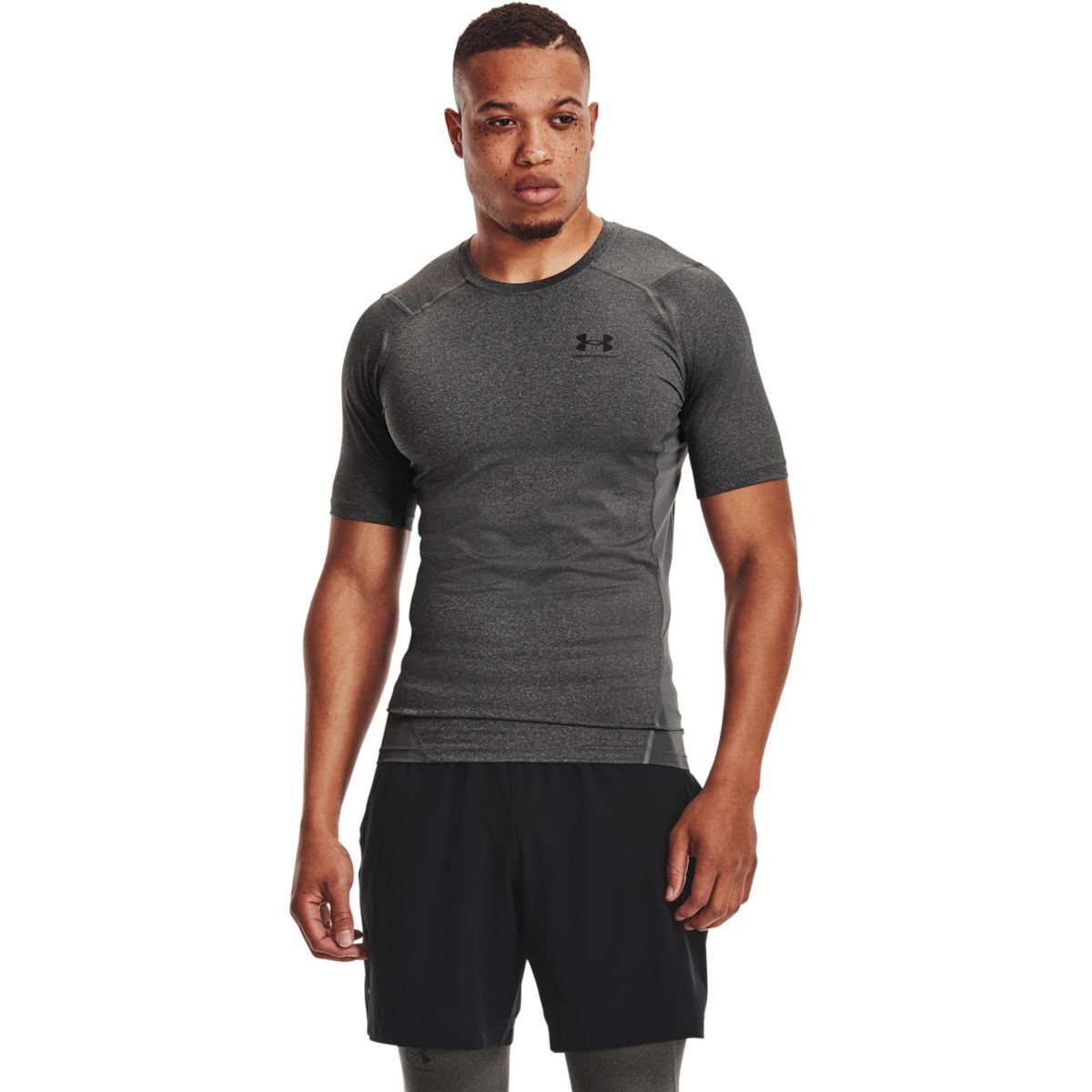 Mænds Under Armour - Compression SS T-shirt - Carbon Heather - Grey 3XL