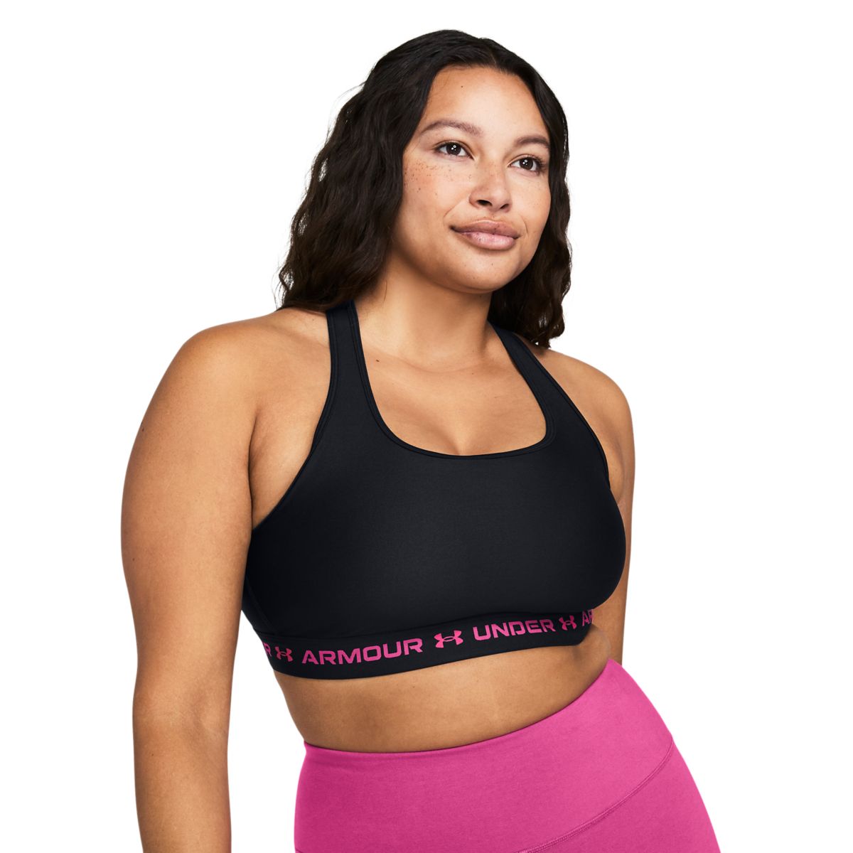 Kvinders Under Armour - Mid Crossback Sports Bra - Black wordmark XXL