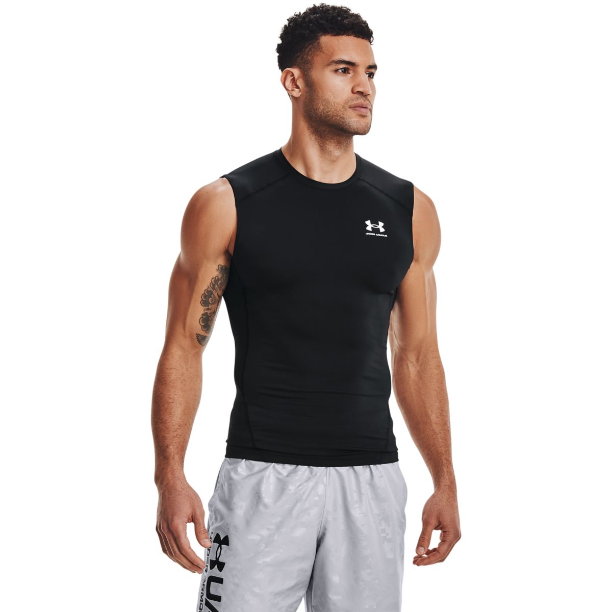 Mænds Under Armour - Compression Sleeveless T-shirt - Black 4XL