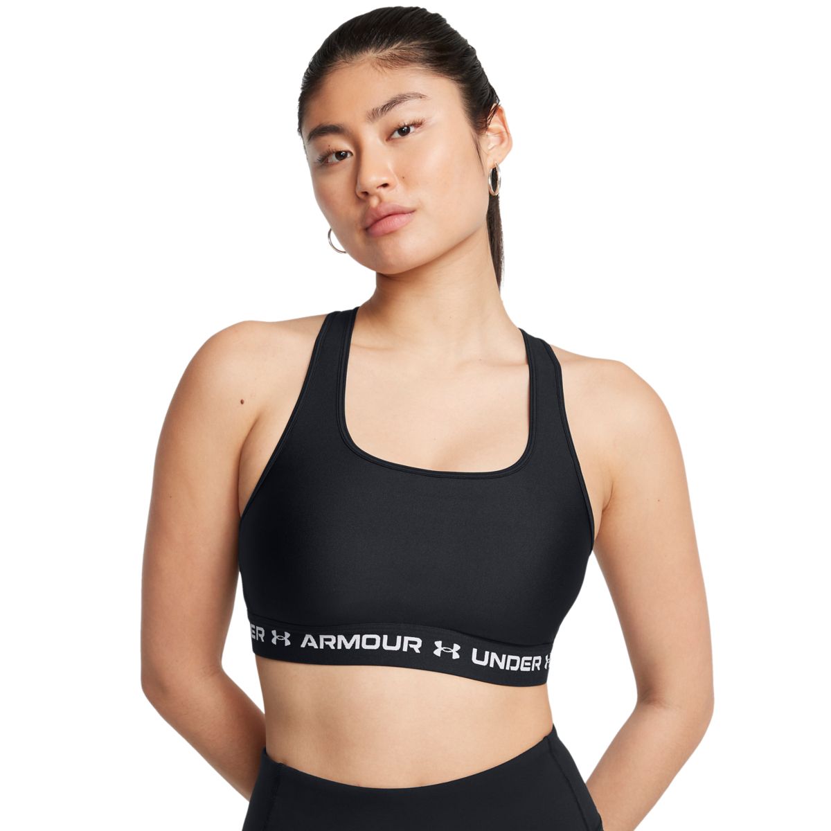 Kvinders Under Armour - Mid Crossback Sports Bra - Black / White M