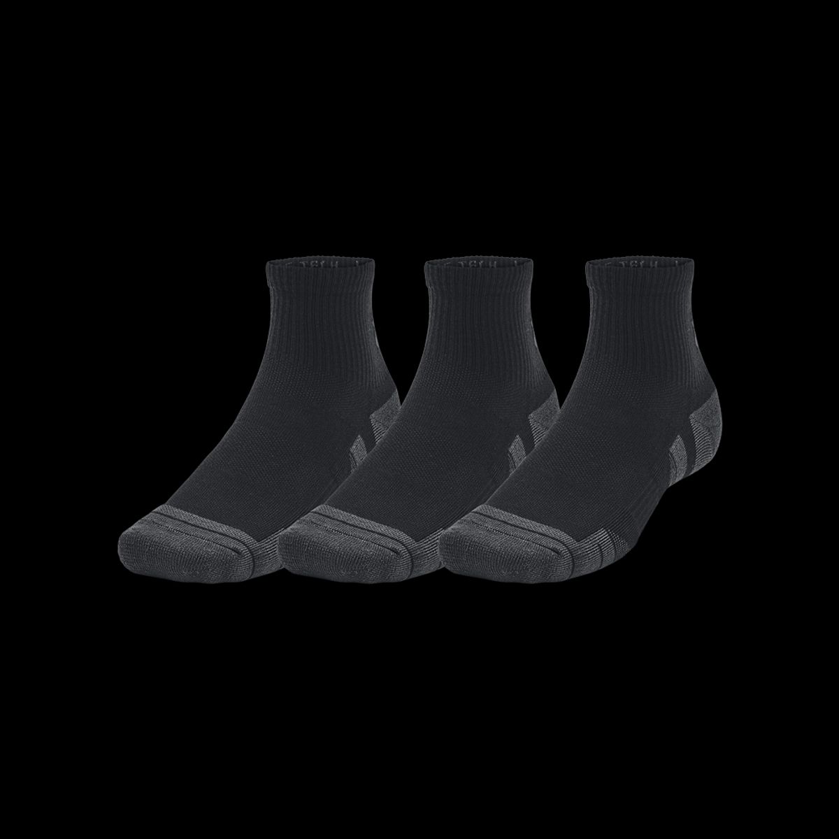 Under Armour Sokker - Performance Tech 3-Pack Quarter Socks - Black / Jet Gray M