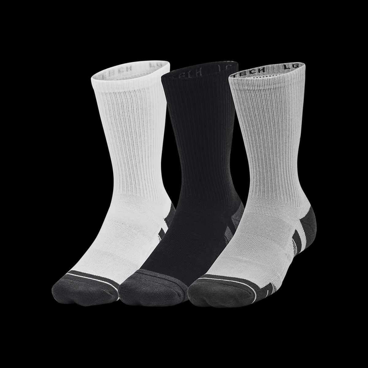 Under Armour Sokker - Performance Tech 3-Pack Crew Socks - Mod Gray / White M